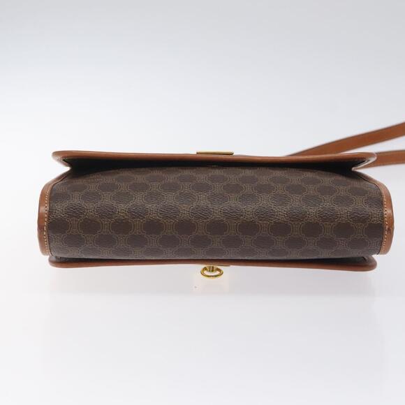 CELINE Macadam Canvas Shoulder Bag Pvc Leather Brown Gold - Picture 9 of 13